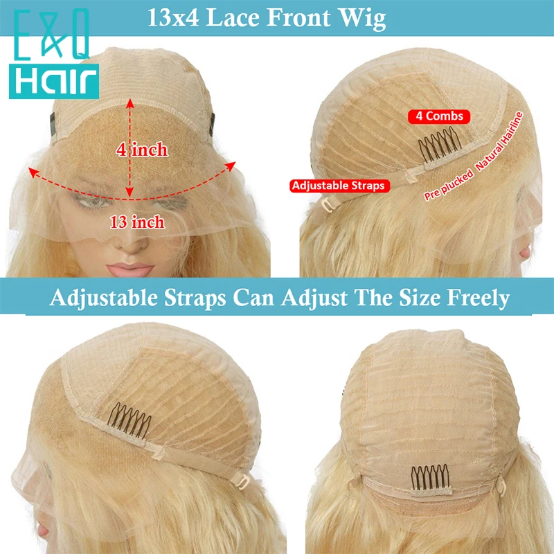 Perruque Lace Front Wig brésilienne Remy naturelle, cheveux lisses, couleur blond platine ombré, 13x4, pour femmes africaines