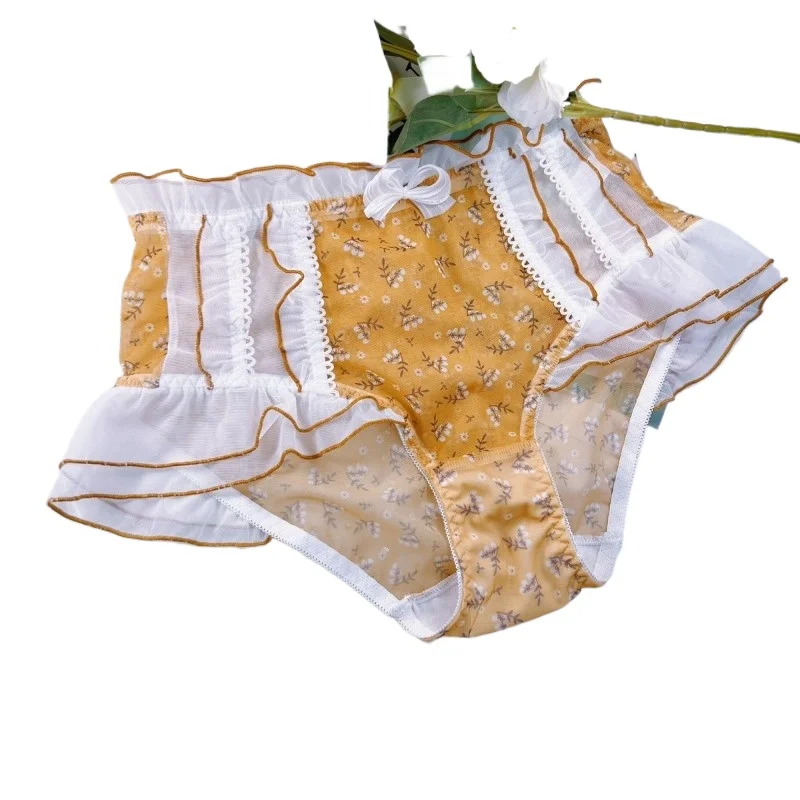 

Large Size Women's Underwear Popular Floral High Waist Fat MM 100KG High-end Pure Desire Wind High Waist Briefs Smooth and Soft