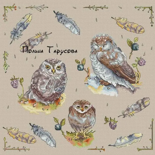 Owls and Feathers 45-45 Canvas Cross Stitch Embroidery Set Hobby Magic Room Decor Design A Bustling City Rainy Street