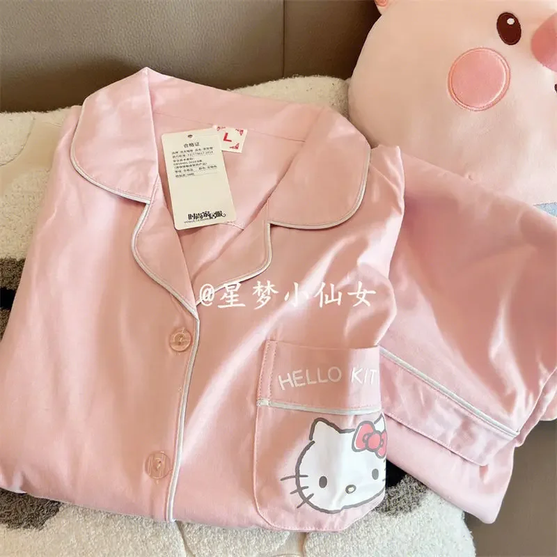 Ensemble de pyjama Hello Kitty, dessin animé Sanurgente, pantalon à manches longues, ensemble de vêtements pour la maison, mignon, printemps, automne, hiver, nouveau, Kawaii, 600