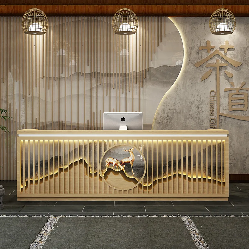 

New Chinese-style Checkout Counters Creative Grand Company Reception Checkout Counters Fashion High-end Furniture Cajero JT40C