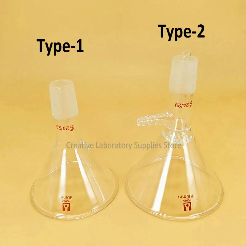 1piece 50-150mm Lab conical feeding funnel with Ground Joint,Borosilicate glass Vacuum Filtration Funnel with glass filter plate