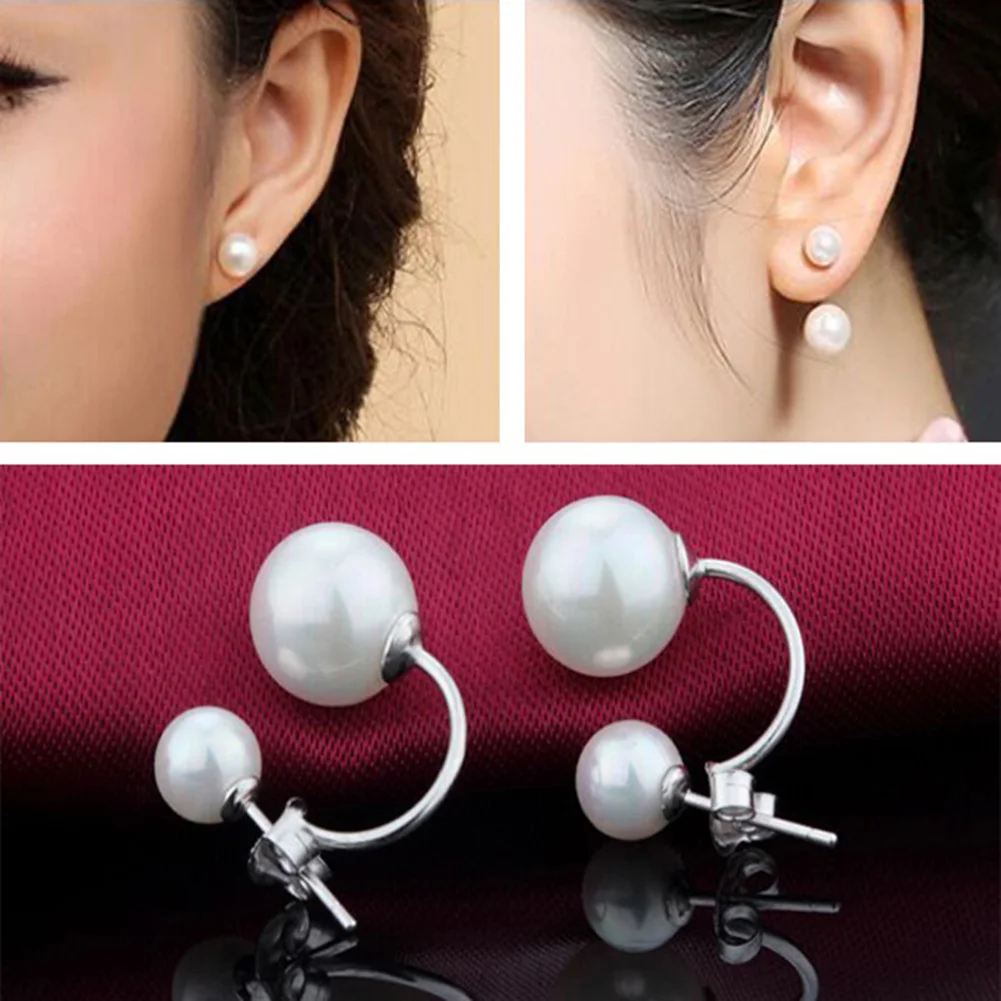 Double Side Earing Eardrop Fashion Jewelry Lady Earrings Simulated Pearl Earrings Eardrop Personality Earrings Ear Stud Sale