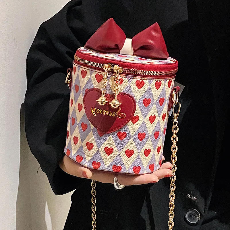 Alicja Lolita Love Heart torebka damska torebka na ramię Kawaii dla dziewcząt miłość torba Cylinder