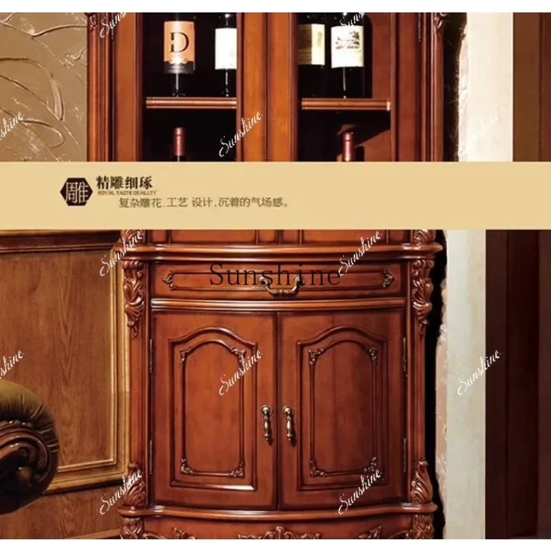 American solid wood, living room against the wall, household corner wine cabinet retro cornerP