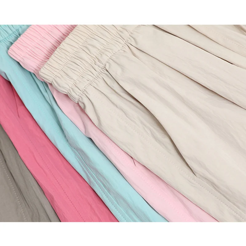 ฤดูร้อนผู้หญิงกางเกงขาสั้นสบายๆสองกระเป๋า Elastic เอวกางเกงขาสั้นเอวสูงหลวมกางเกงขาสั้นสําหรับสาวนุ่มหญิงกางเกงขาสั้นชายหาด