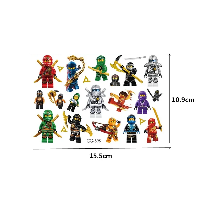 4 أوراق ملصق وشم مؤقت مقاوم للماء من نينجا لصالح حفلات الأطفال (إرسال عشوائيًا) #2