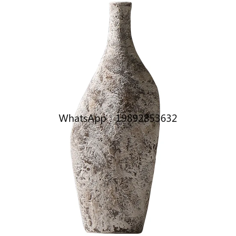 LYY Hand-painted Ceramic Vase Modern Minimalist Creative Flat Vase Flower Arrangement Decoration Antique Shelf Ornament