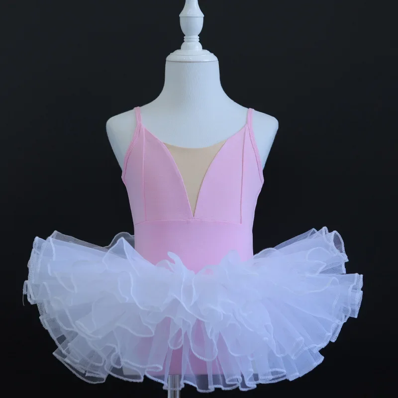 b048-children's-ballet-dress-summer-halter-tulle-jumpsuit-children's-training-pink-dress-girl