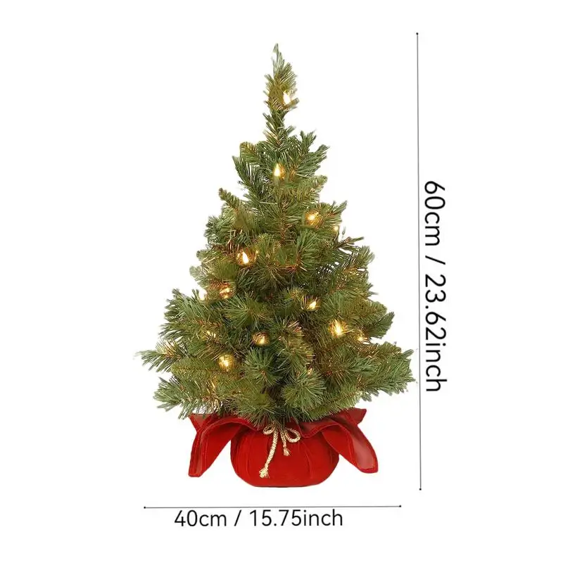 Christmas Trees Prelighted Artificial Pine Tree 60cm Realistic Pre-lit Christmas Tree With Warm White LED Lights Christmas