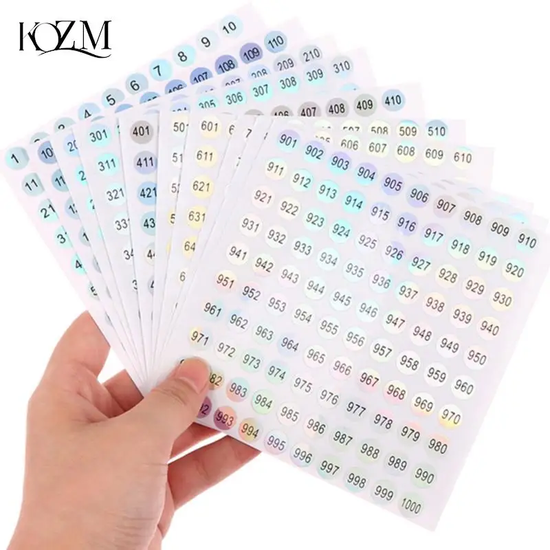 1 Sheet Waterproof 1-1000 Laser Number Label Stickers For DIY Craft Self Adhesive Nail Polish Lipstick Color Number Tags Sticker