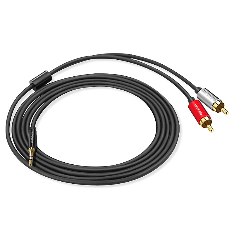 VEGGIEG-Cable de Audio 2RCA a 3,5, Conector de 3,5 Mm, Aux, para teléfono Edifer, cine en casa, DVD, 2RCA, 2M