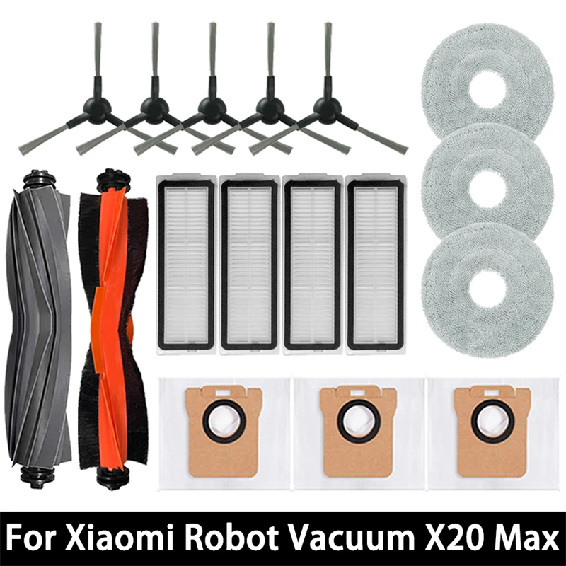 

For Xiaomi Robot Vacuum X20 Max / D109GL Accessories Main Brush Side Brush Hepa Filter Mop Cloth Dust Bag Part Replacement