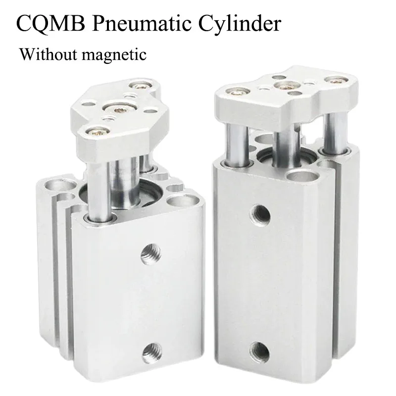 CQMB Pneumatic Cylinder With Guide Rod Double Acting Non-magnetic Thin Air Cylinder CQMB12 16 20 25 32 40 50mm Stroke5-100mm