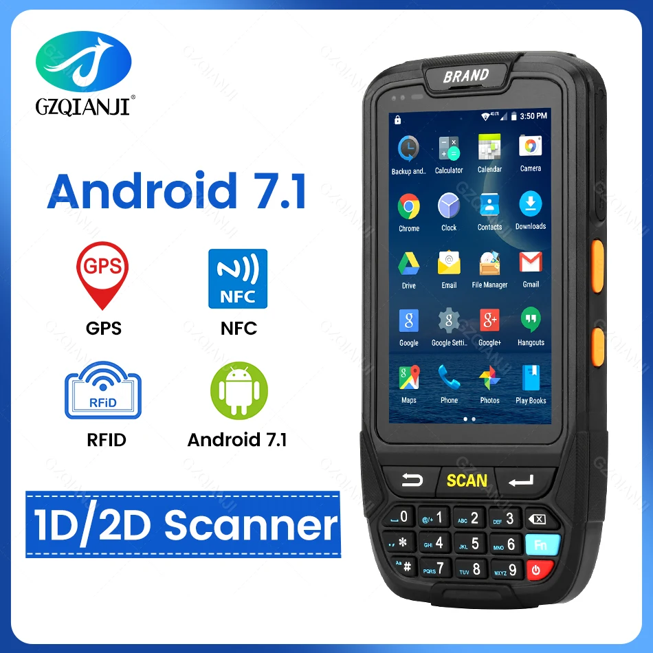 NFC PDA Barcode scanner 1D 2D Bluetooth Android Handheld Terminal Rugged PDA 1D Bar code Scanner Data Collector PDA Scanner 1/2D