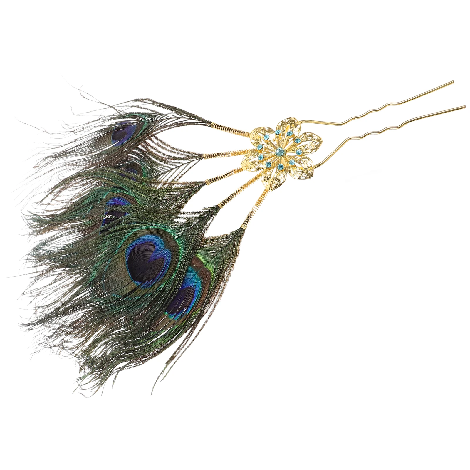 

Elegant Peacock Plume Hairpin Classical Accessories For Women Wedding Vintage Sticks Decorative Hairpins Sticks For Long Hair