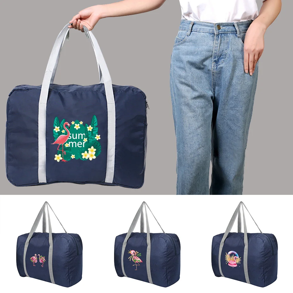 

Large Capacity Duffle Bag Unisex Storage Bags Foldable Clothes Organizers Flamingo Printed Women Handbags Men Travel Tote Bag