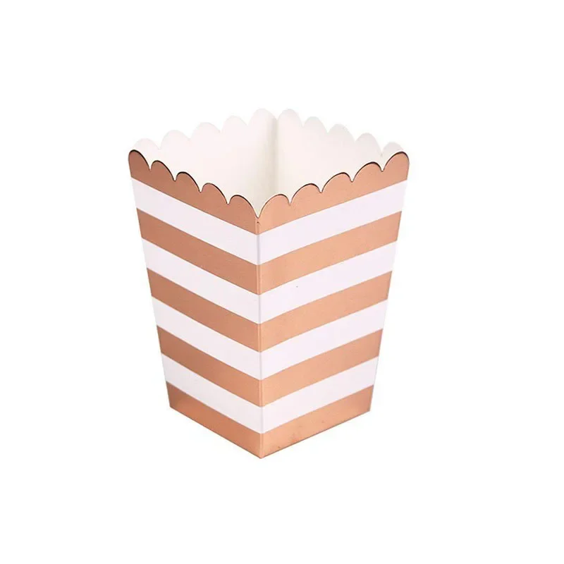 12pcs Rose Gold Stripe Popcorn Boxes for Parties