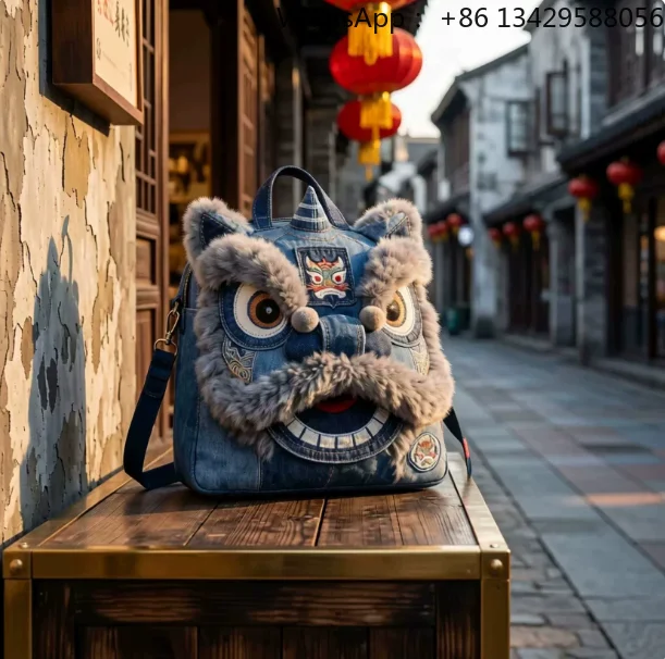 Original new Huaxia limited national style lion dance backpack high value niche design Guochao messenger bag