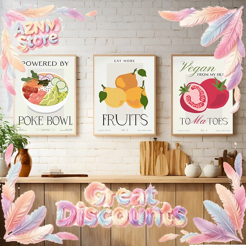2026 More Fruits Vegetables and Food Series Poster Print Canvas Painting Art Pictures for Home Kitchen Wall Art Decor Frameles