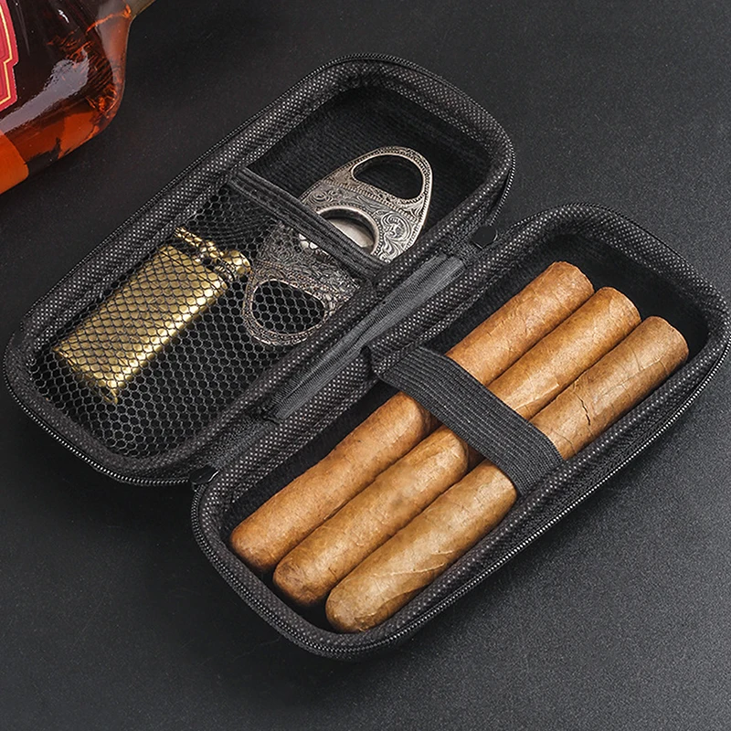 EVA Cigar Box Small Cigarettes Cutter Lighter Case Portable 6PCS Cigar Storage Smoking Accessories Travel New