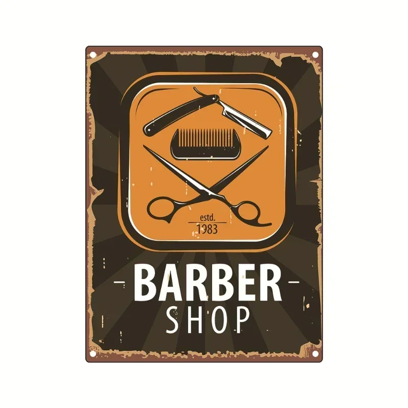 Barbershop Poster Beauty Salon Metal Tin Sign Scissors Tool Seat Iron Plate Painting Hair Dryer Barber Shop Wall Decor Plaque