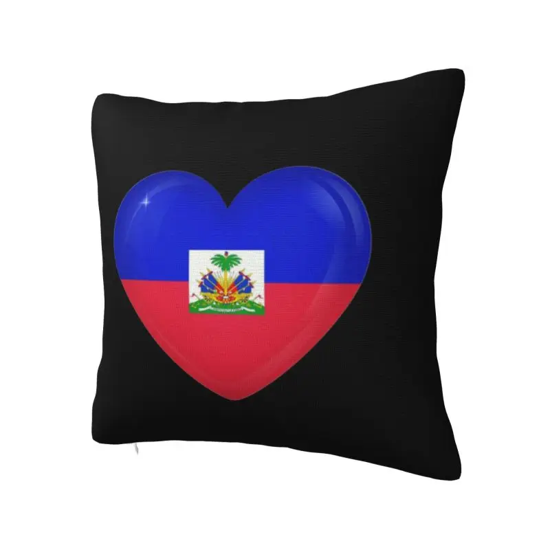 Custom Luxury Haiti Flag Heart Sofa Cushion Cover Velvet Haitian Patriotic Pillow Case for Living Room