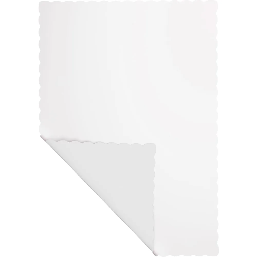 Disposable Scalloped Edge Paper Placemats, 100-Pack, White, 10x14 Inch