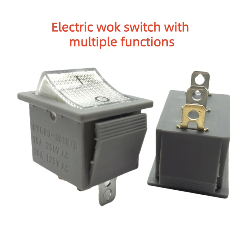 1-10pcs Electric frying pan switch multifunctional big square 3-pin 2-gear button press 2.5*3.1cm rocker switch 15A connector