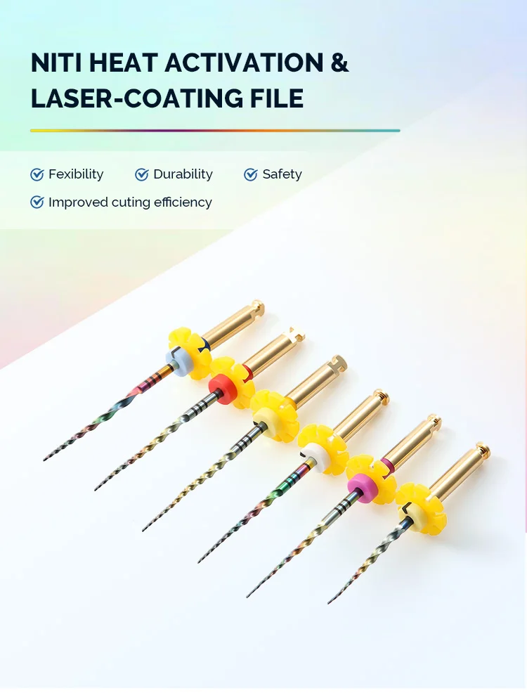 5 Boxen AZDENT Dental Endodontische Wurzelkanalfeilen Super Rainbow Files 25mm Thermisch Aktivierte NITI Flexible Zahnärztliche Feilen – Detail 1