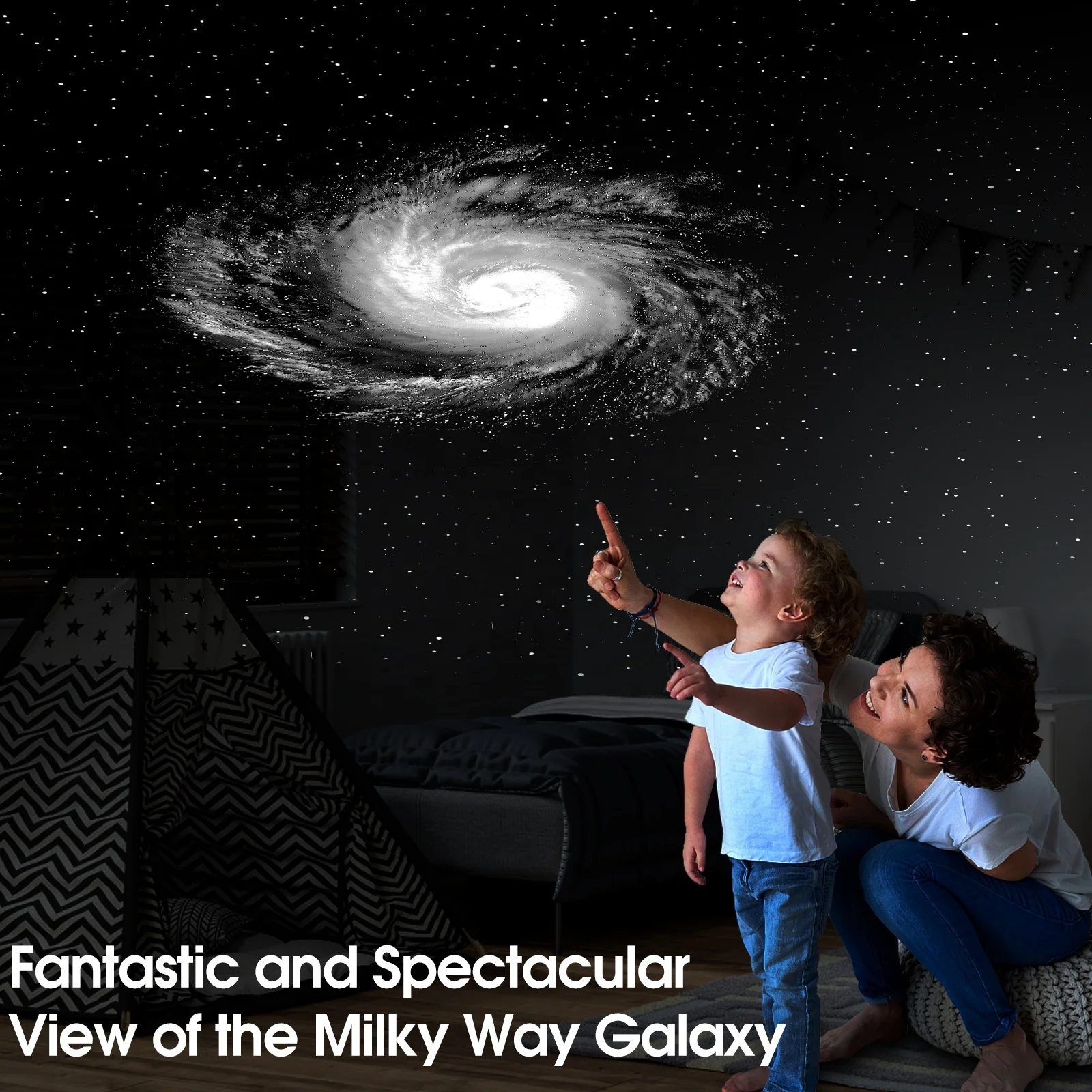 UFO Star Planetarium Projektor 6 in 1 Galaxie Projektor Nachtlichter 360 ° Projektor für Kinderzimmer Decke Heimkino einstellen