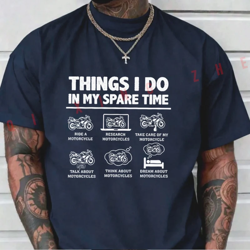 2026 Men T Shirt Things I Do In My Spare Time Motorcycle Bike T-Shirt Cotton Men‘s Summer Short Sleeve Tops Tee