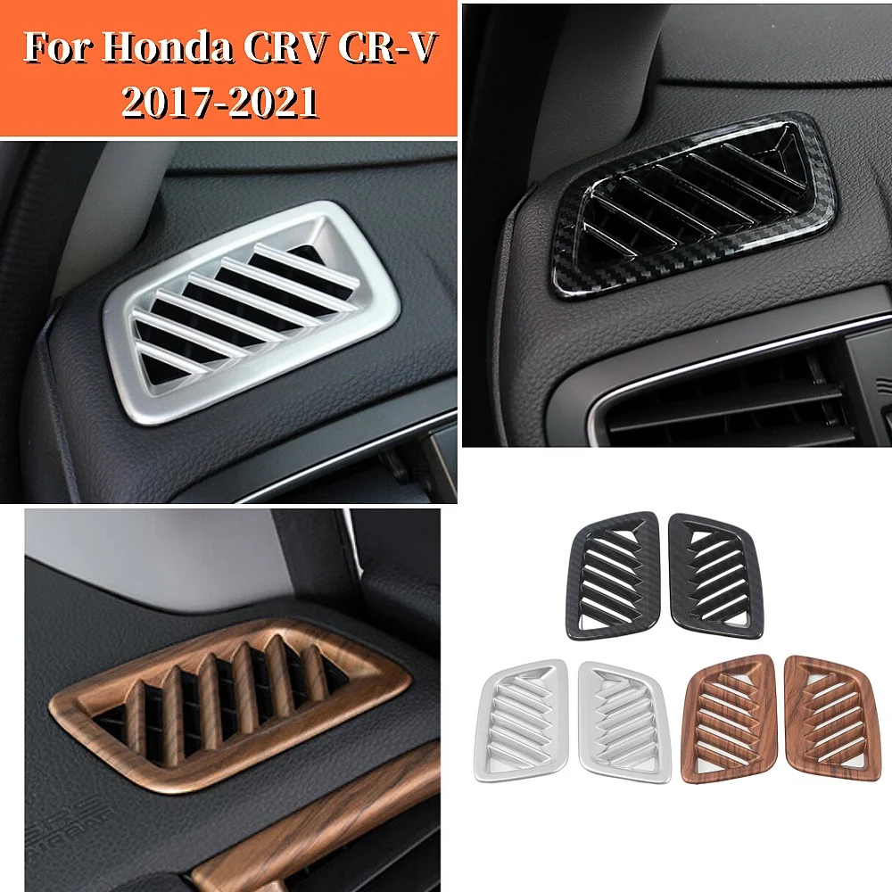 

ABS Carbon Fiber wood grain Automobile air conditioning outlet decorative frame Trim For Honda CRV CR-V 2017 2018 2019 2020 2021