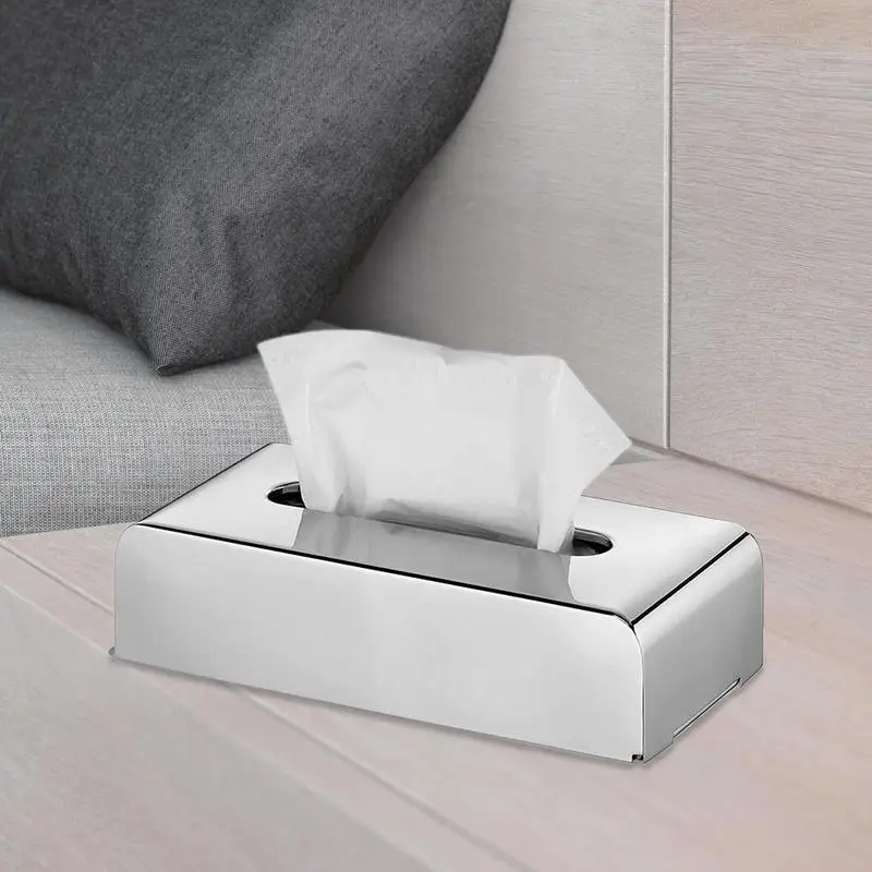 Tissue Box Cover Stainless Steel Tissue Box Holder Countertop Wet Wipes Storage Box Napkin Tissue Case Desktop Tissue Container