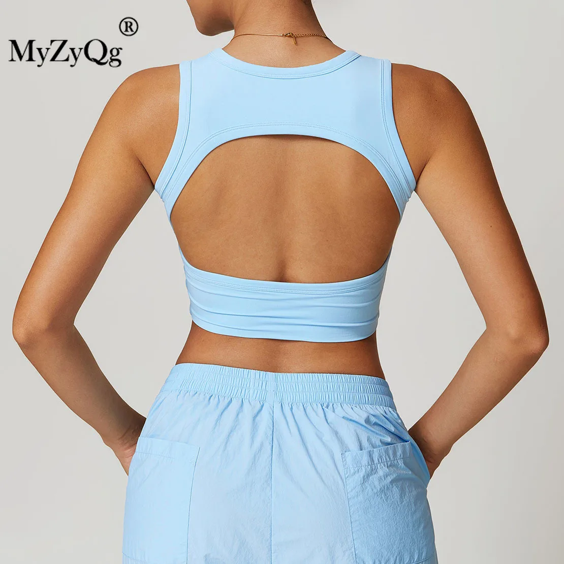 MyZyQg Women Hollow Back Yoga Vest Wearing Sexy Exercise Fitness Thin Quick Dry Tight Pilates Cropped Tanks Top Clothes