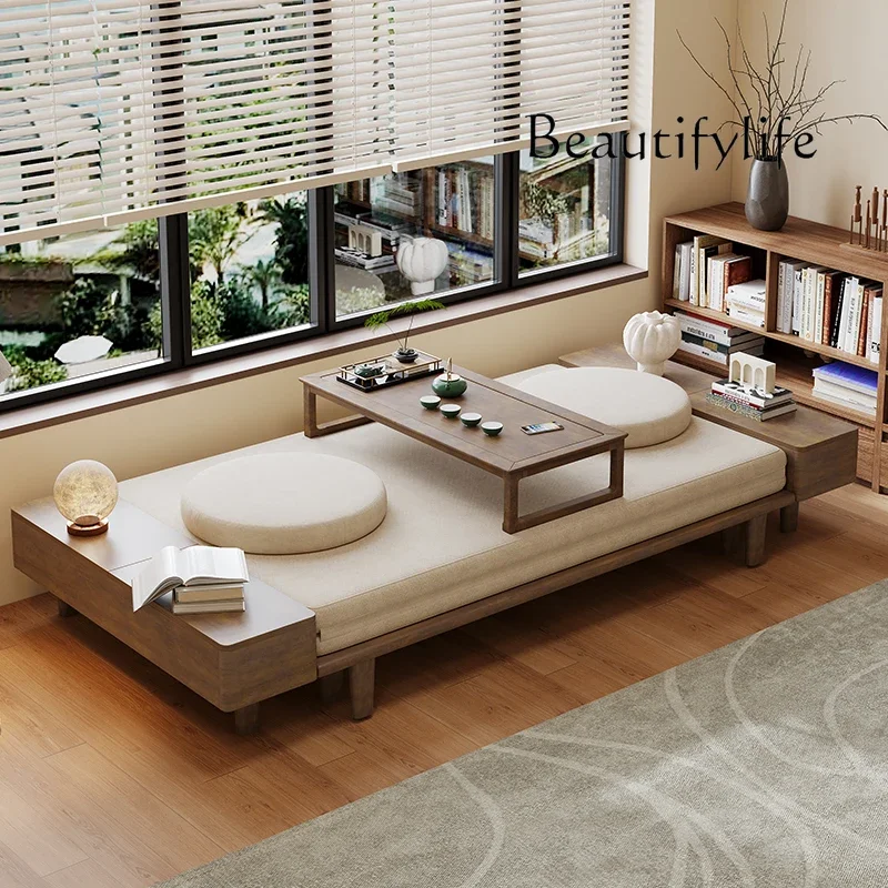 

Solid wood sofa bed folding and shrinking dual-purpose single double small apartment living room study multi-functional bed