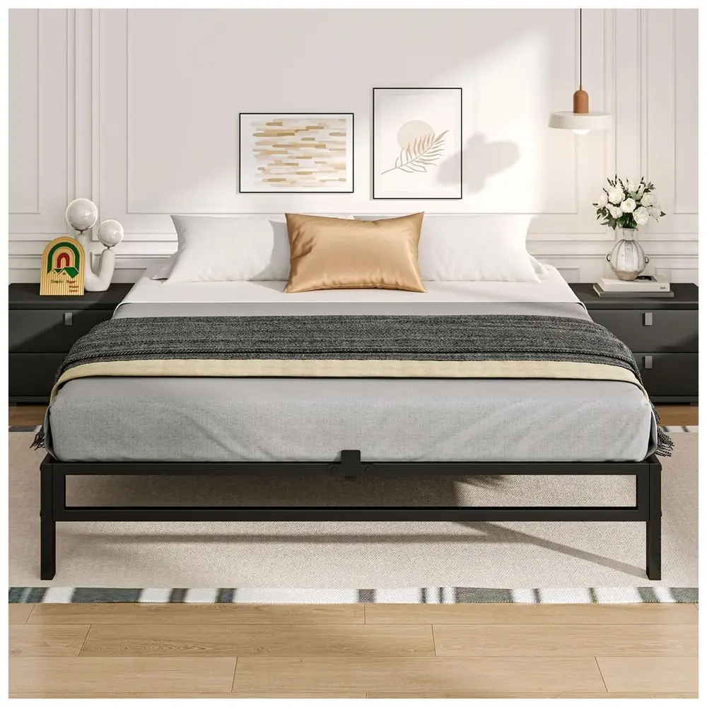 Cama matrimonial, Base de cama matrimonial, Bases de cama de acero inoxidable, Soporte de listones metálicos, Espacio de almacenamiento