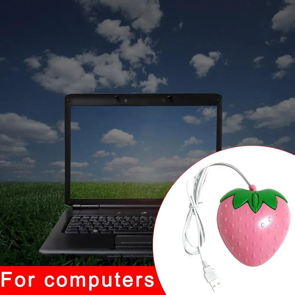 3d Cute Pink Strawberry Wired Mouse Usb Small Optical Pc Computer Game Mouse Girls Gift Mause For Office Laptop Desktop Gam Z1j3