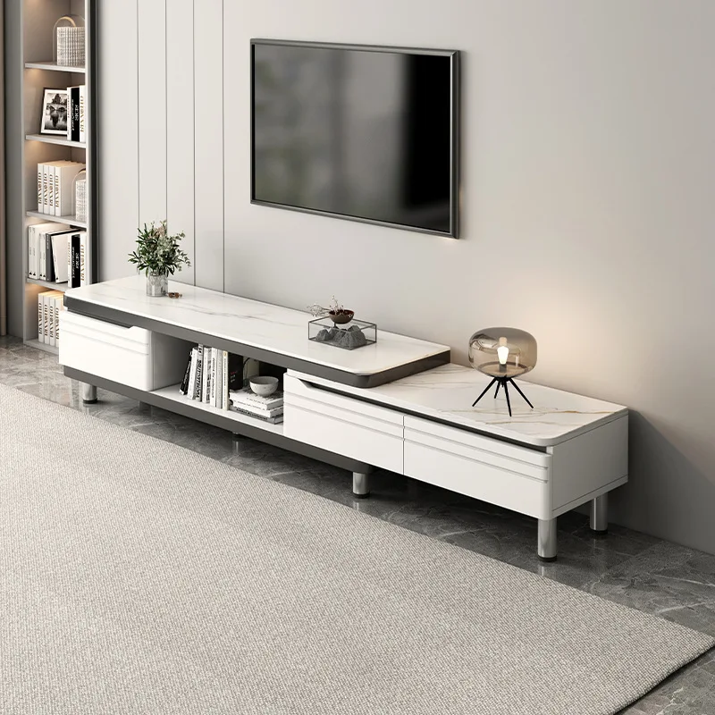 Modern Simple Home TV Cabinet Living Room Small Apartment Low Floor Retractable Multifunctional Plank