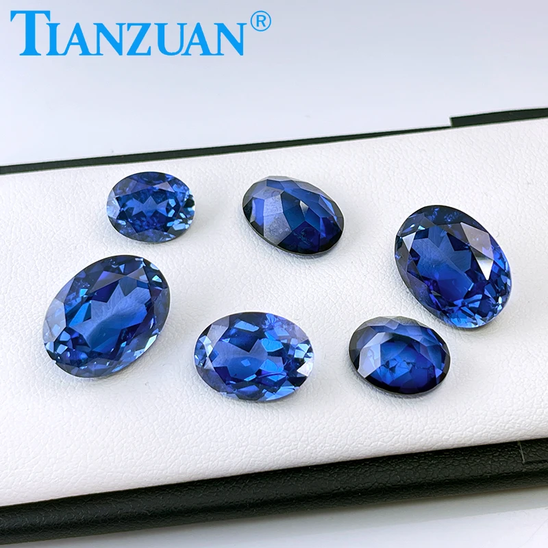 Lab Grown Sapphire Cornflower Blue Sapphire Oval Shape Natural cut Synthetic Stone with inculsion loose stone for jewelry making