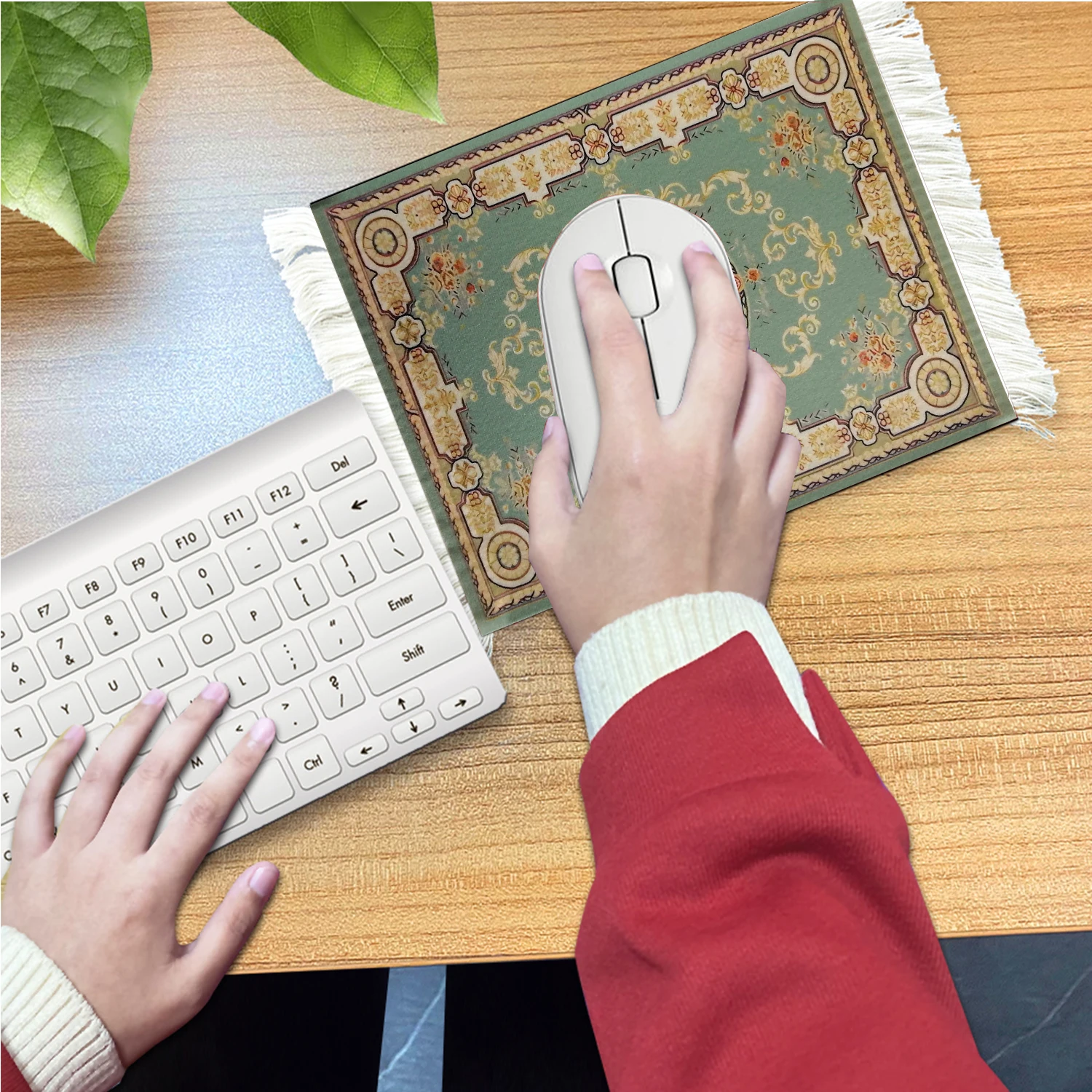 Oriental Retro Woven Mouse Pad Rug Mousepad Persian Carpet Pattern Cup laptop PC Mouse Pad with Fring Home Office Table Decor