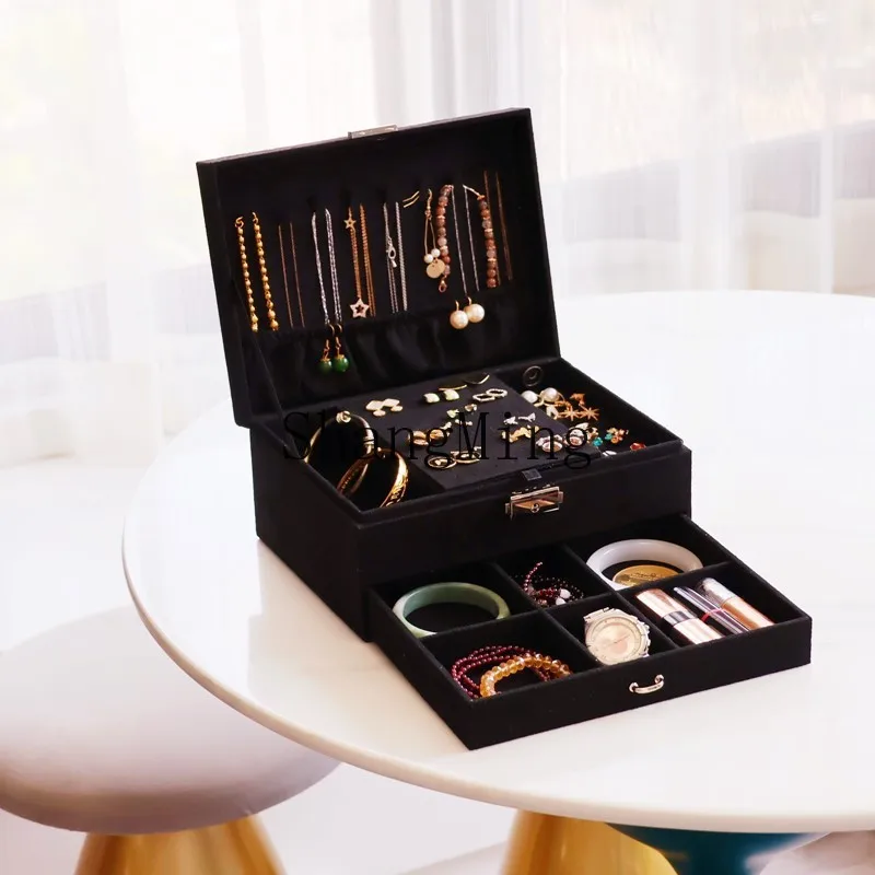 FG Independent Station, a large number of jewelry boxes, pink rings, earrings, studs, earrings, storage jewelry flannel.