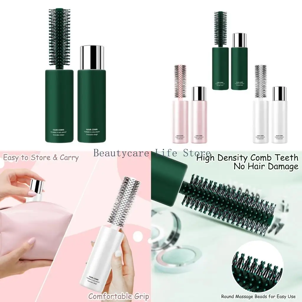 

652C Portable Round Hair Styling Brush Travel Friendly Compact Design ABS Silicone Materials For Home Travel Use