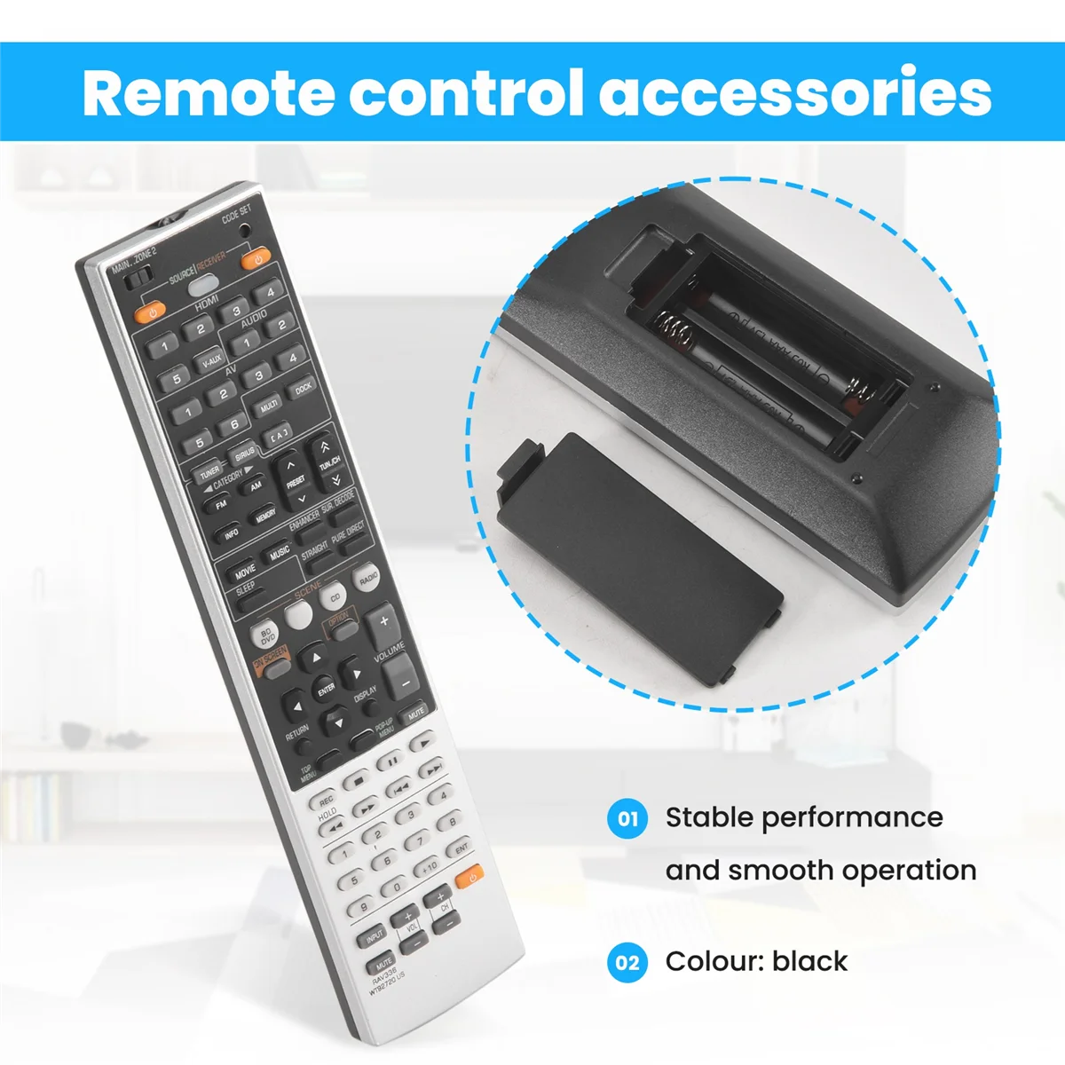 Y05A RAV336 WT92720US Zamiennik pilota do odbiornika AV RX-A700 RX-V667 RX-A700BL -6063 Sub Remote RAV337 RAV338