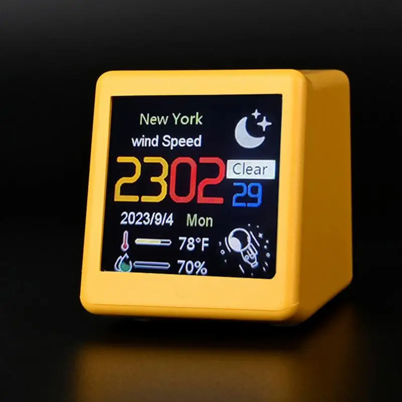 Smart Wifi Weather Station Display Weather Temperature Humidity Time Alarm Clock Mini Weather Desktop Decoration