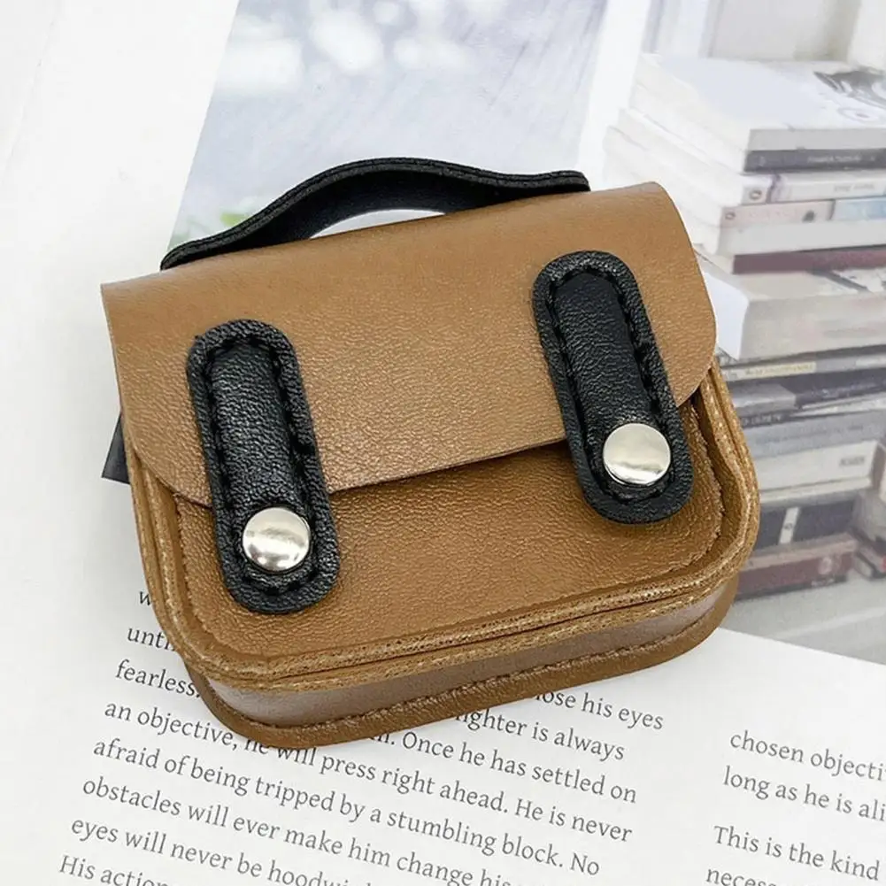 Portable Coin Holder Mini Handbag Coin Purse with Buttons Retro Tiny Coin Case Portable Small Pouch for Earbuds Coins Storage