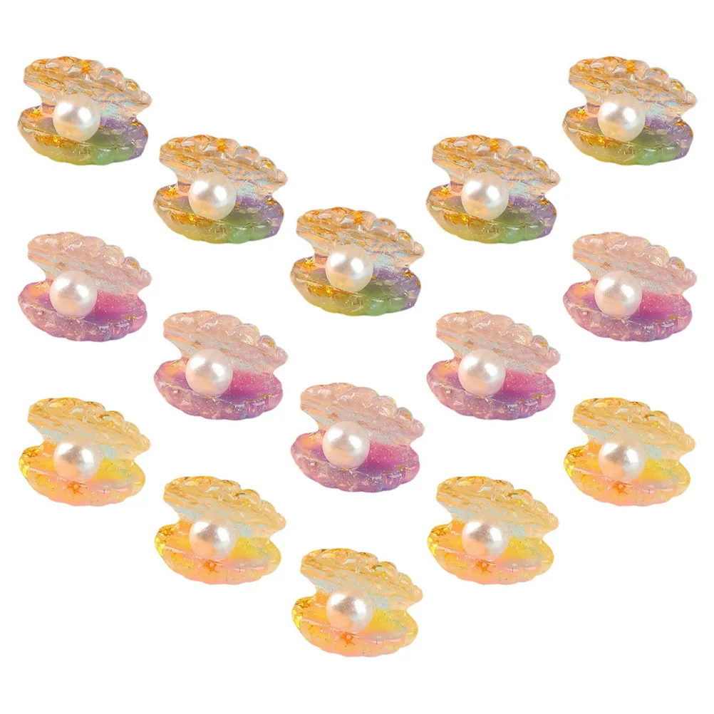 

16Pcs Glow in The Dark Miniature Resin Shell with Pearl Desktop Garden Fish Tank Decor Tiny Shell Ornament Night Light Craft