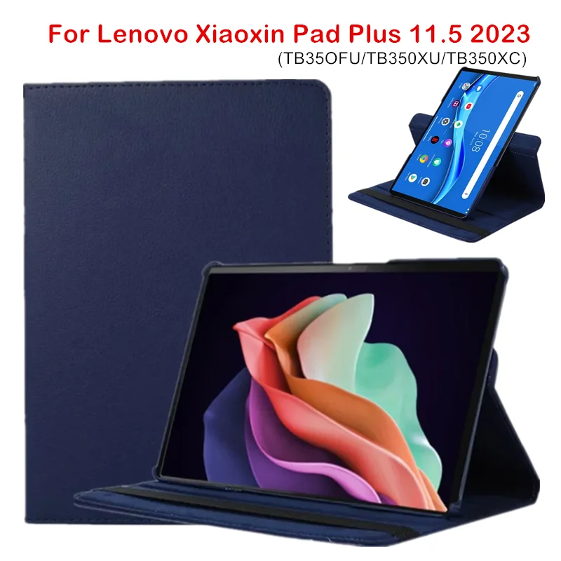 

PU Leather Tablet Cover For Lenovo XiaoXin Pad Plus 2023 11.5inch TB350FU Rotating Stand Smart Case for Tab P11 2nd TB350XU fund