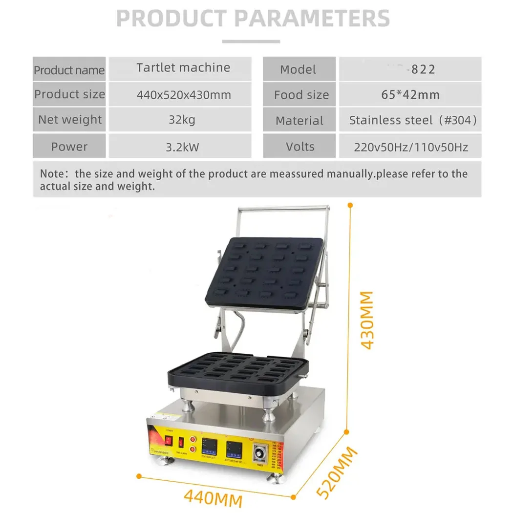 Model 822 Professional Production Tart Press Mold Cup Machine Egg Tart Shell Maker Tartlets Making Machine