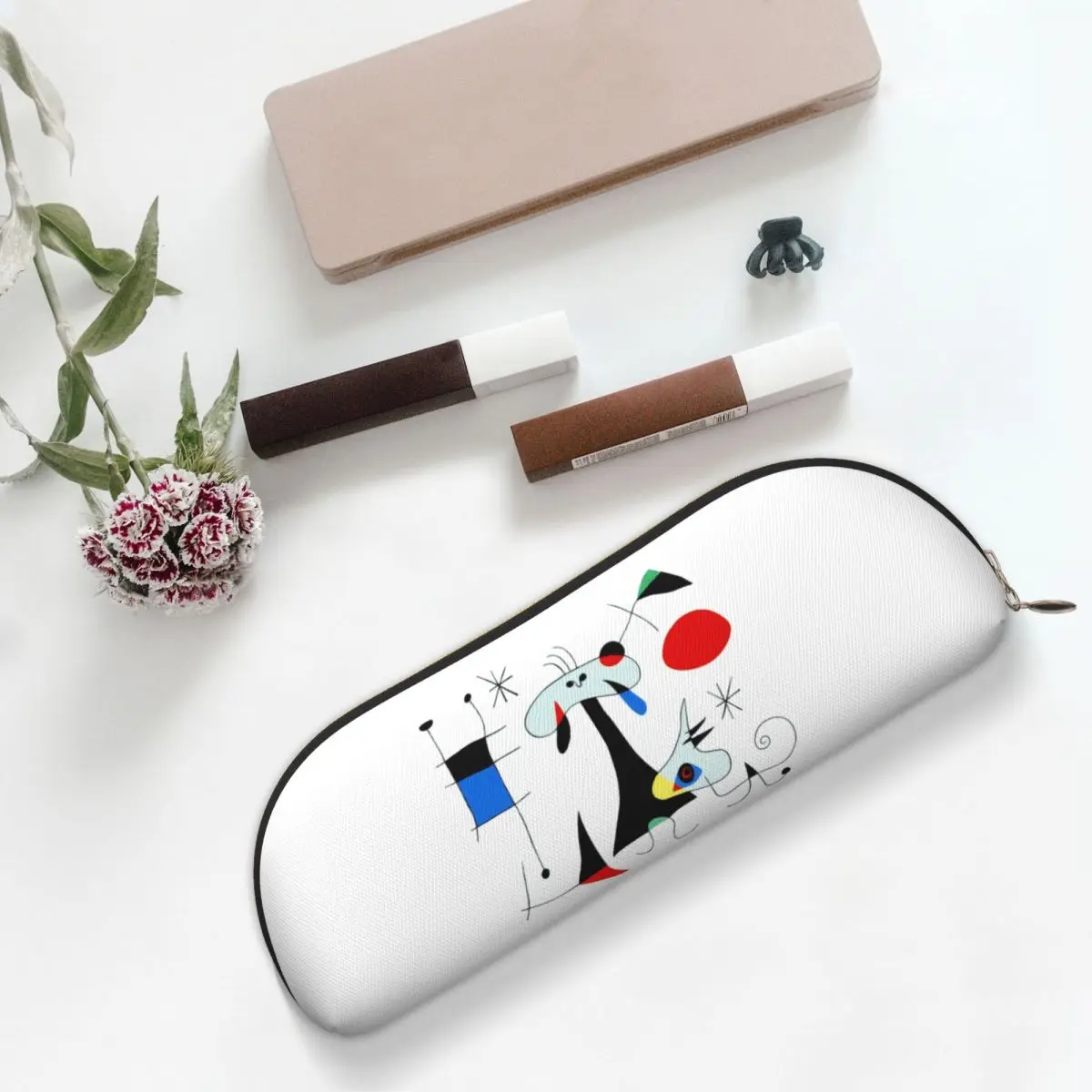 جوان ميرو مجردة السريالية مقلمة قلم رصاص الحقيبة تخزين لوازم مكتبية صندوق القلم حقيبة أقلام رصاص للبنين بنات هدايا